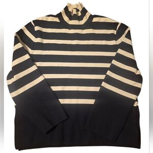 H&M Mock Turtleneck Sweater Small Cream And Navy Blue